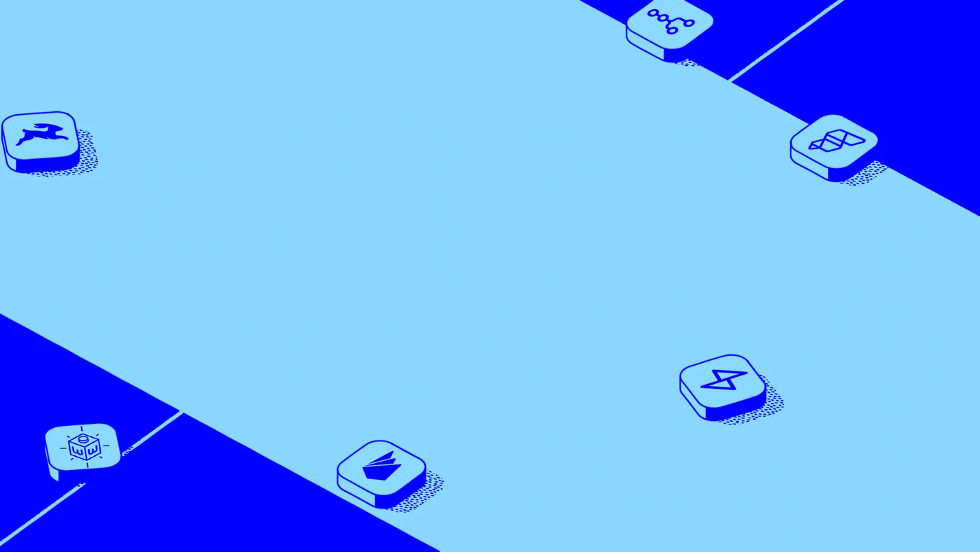 Illustration of chip-like blocks on a blue background